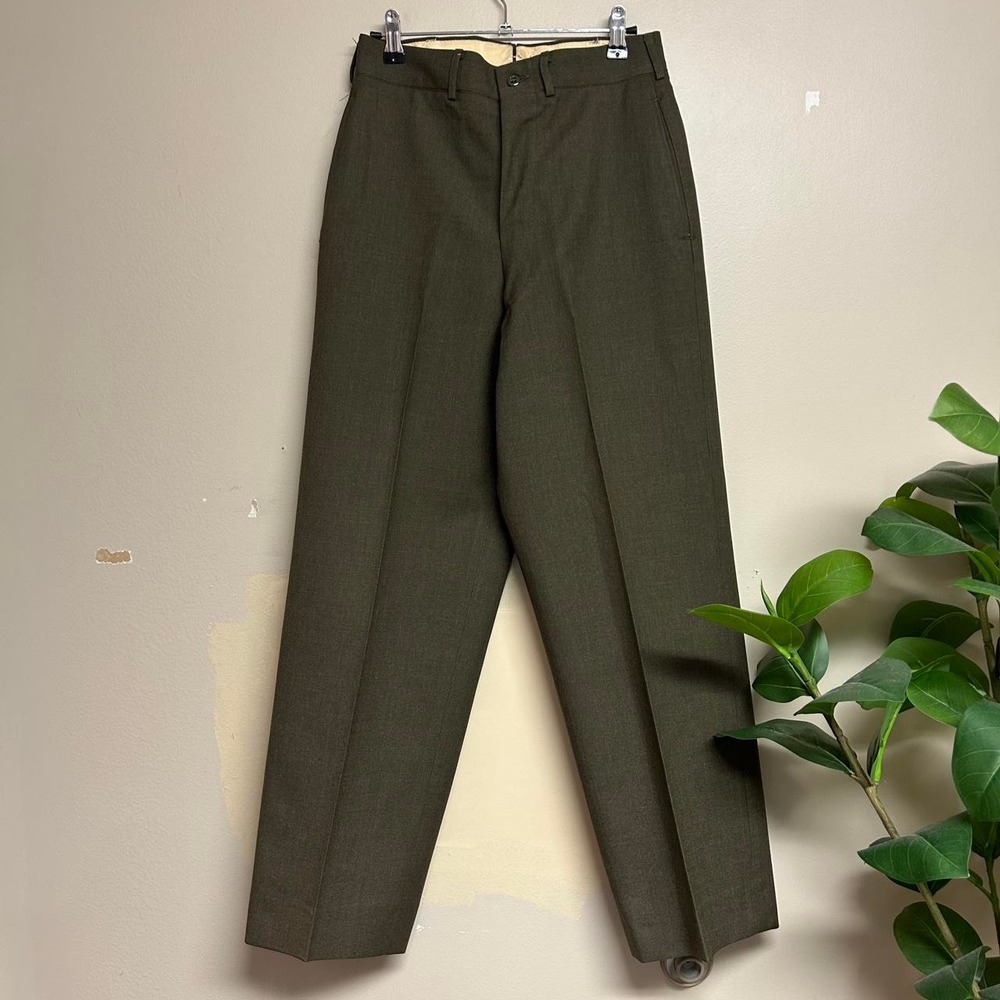 Vintage 1960s Olive US Military Wool Serge Pants 27x29 Green Trousers